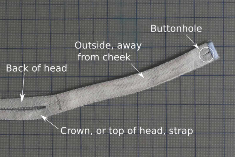 end of cpap head strap showing parts.